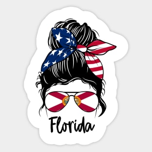 Florida girl Messy bun , American Girl , Florida Flag Sticker